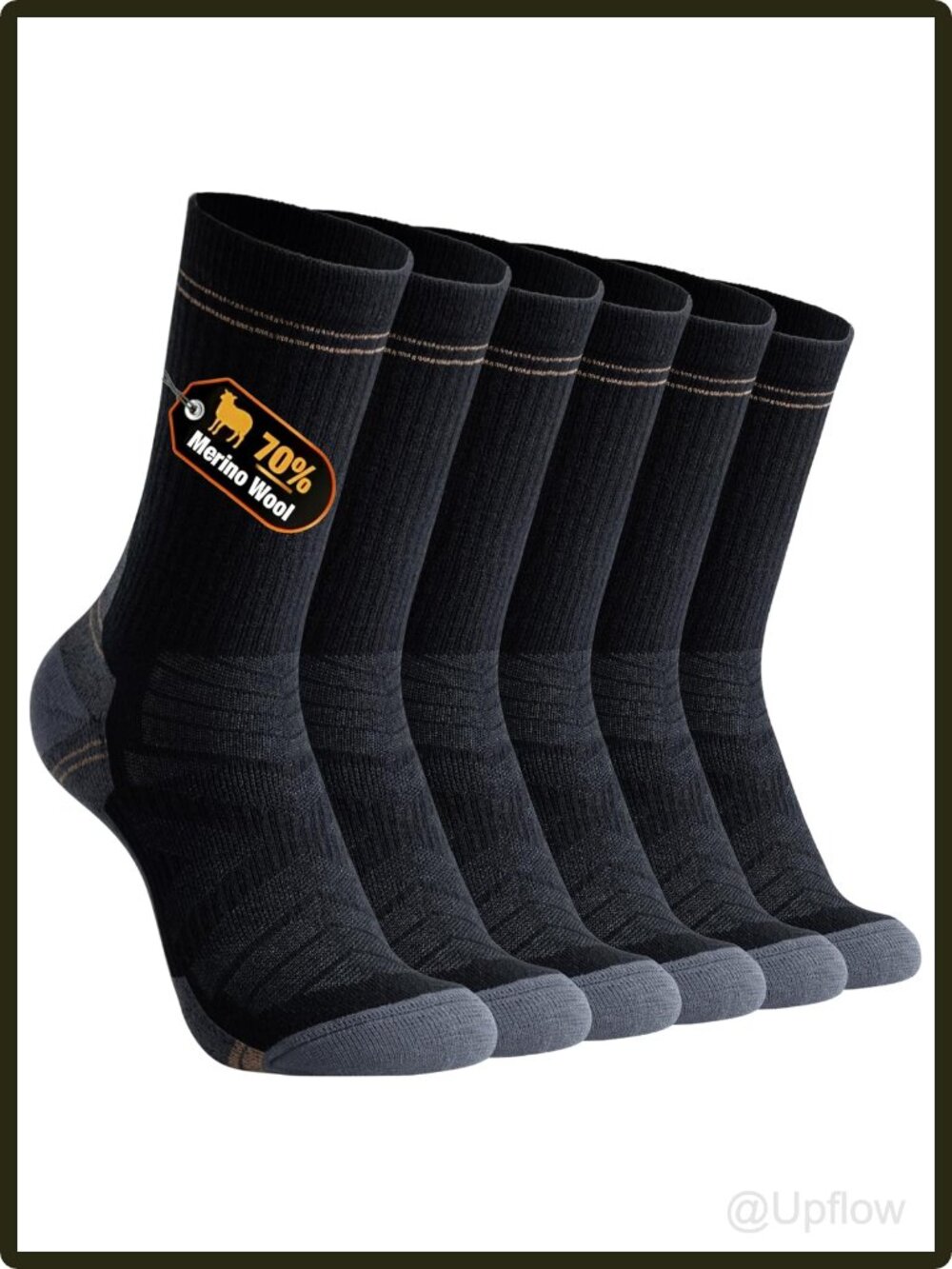 Men's Merino Wool Crew Socks Light Cushion Hiking Work Thin 3 Pack Gift